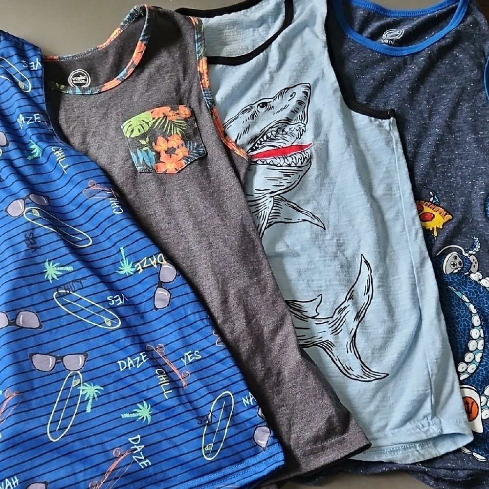 4 Boys Wonder Nation Blue and Gray Tank Tops Casual Style L 10/12